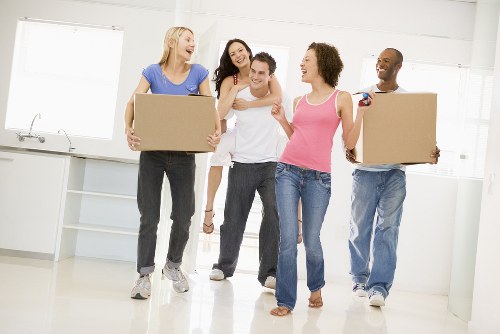 Charity donation collection with reusable household items in storage